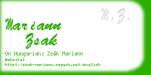 mariann zsak business card